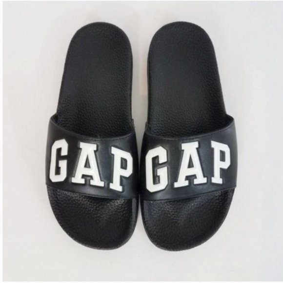 GAP white logo black slide sandals 6/7 - Picture 1 of 5